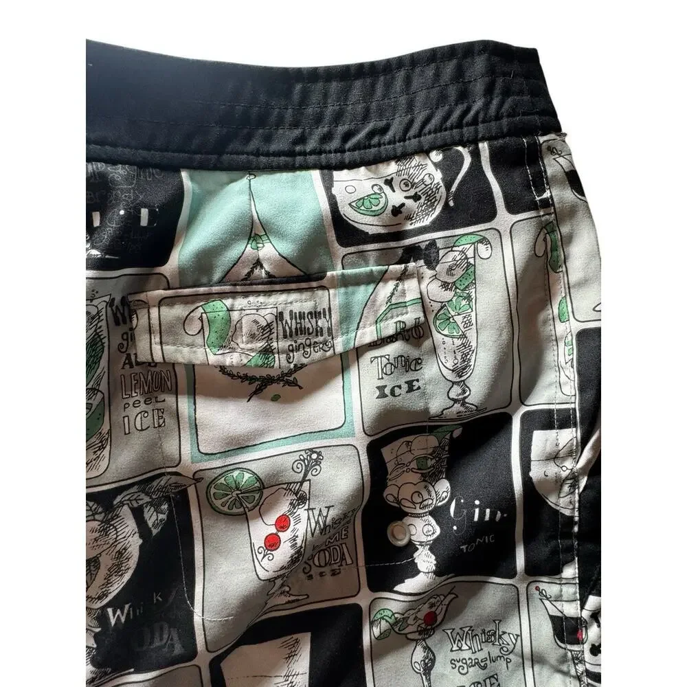 Penguin Happy Hour Cocktails‎ Mens' Lined Swim Shorts Trunks Size 36 Rum Tiki